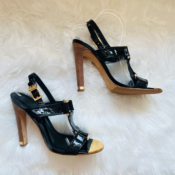 TORY BURCH Logo Patemt Heeled Slingback Sandals - Picture 6 of 10